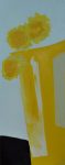 Flower Power Trio Yellow (2010) - 40cm x 100cm -acrylic on canvas - Modern Art by British Artist Chris Billington