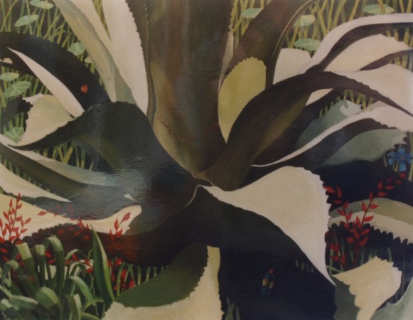 Cecil Riley - Agave and Insects (1995) - 36in x 28in - oil on board